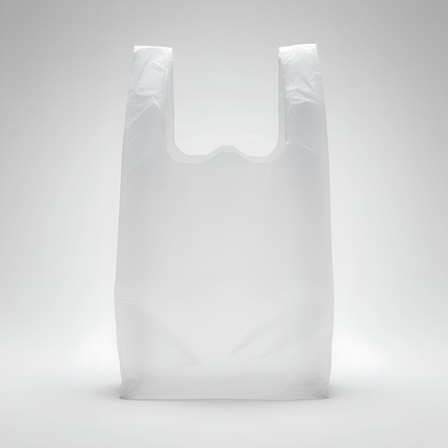Bolsa tipo camiseta blanca, vista frontal