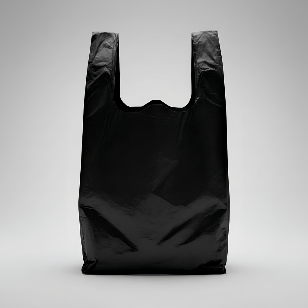 Bolsa Tipo Camiseta Negra 35x40 cm HDPE 9 Micras | Paquete 100 Unidades