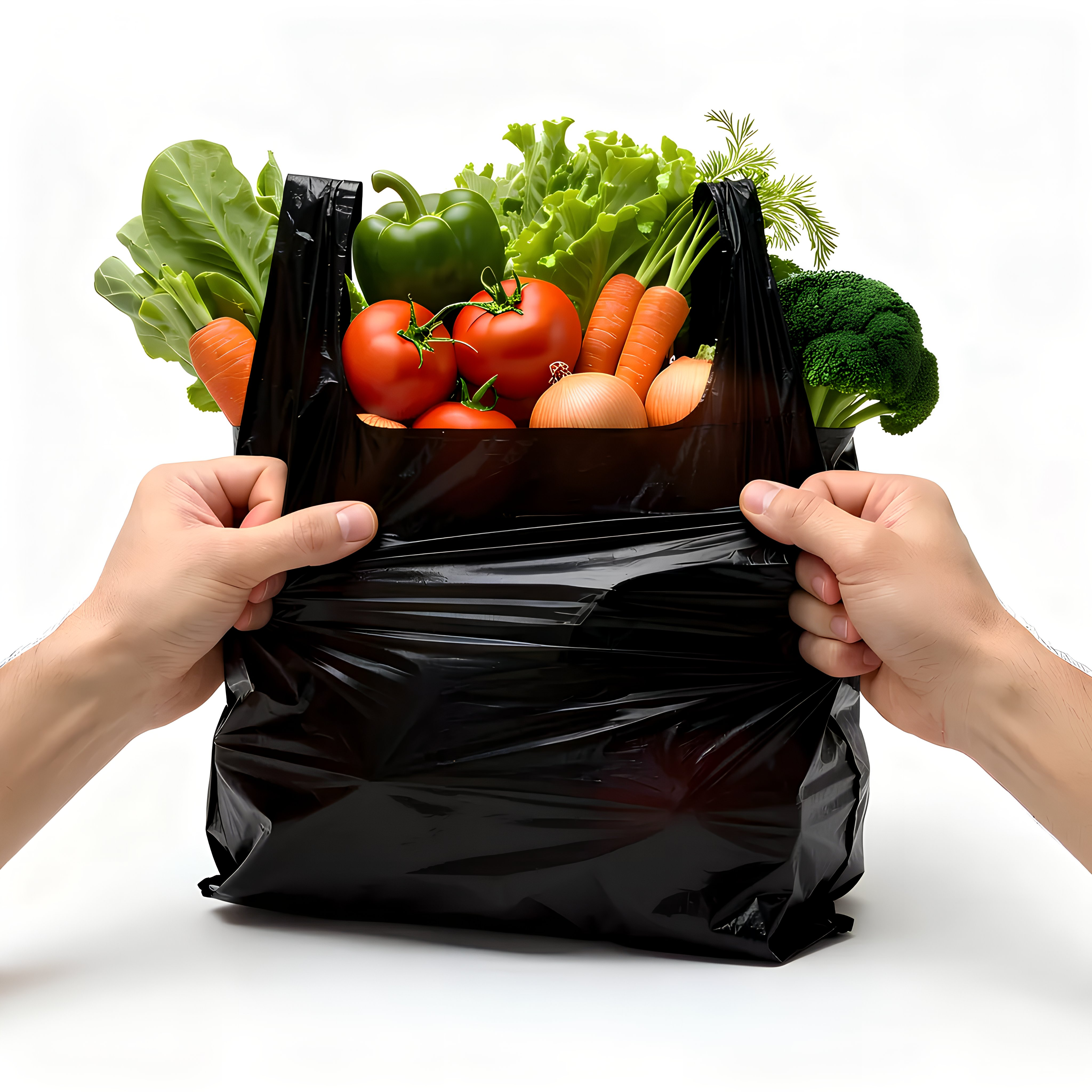 Bolsa Tipo Camiseta Negra 60x70 cm HDPE 15 Micras | Paquete 100 Unidades