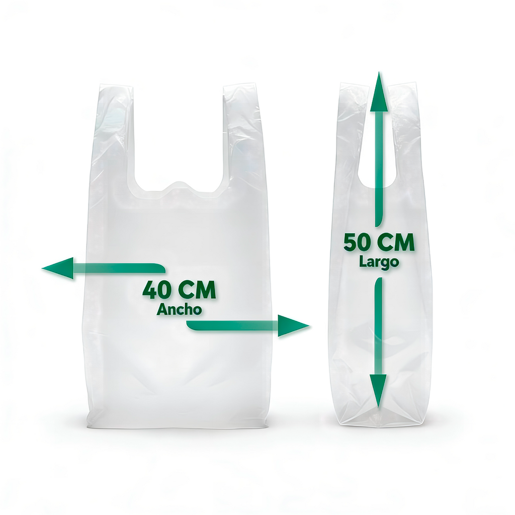 Bolsa Tipo Camiseta Blanca 40x50 cm HDPE 10 Micras | Saco 10.000 Unidades
