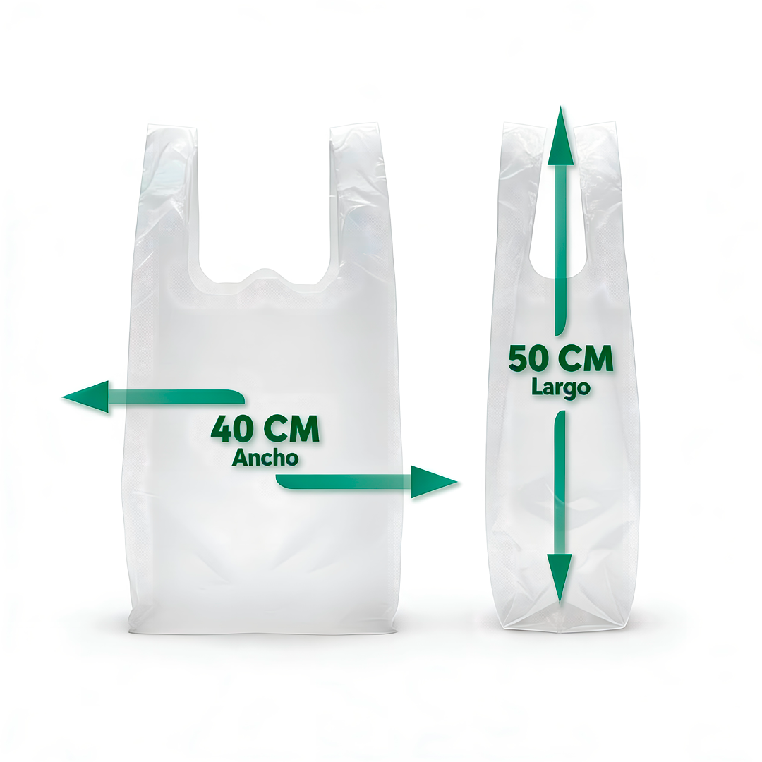 Bolsa Tipo Camiseta Blanca 40x50 cm HDPE 10 Micras | Saco 10.000 Unidades
