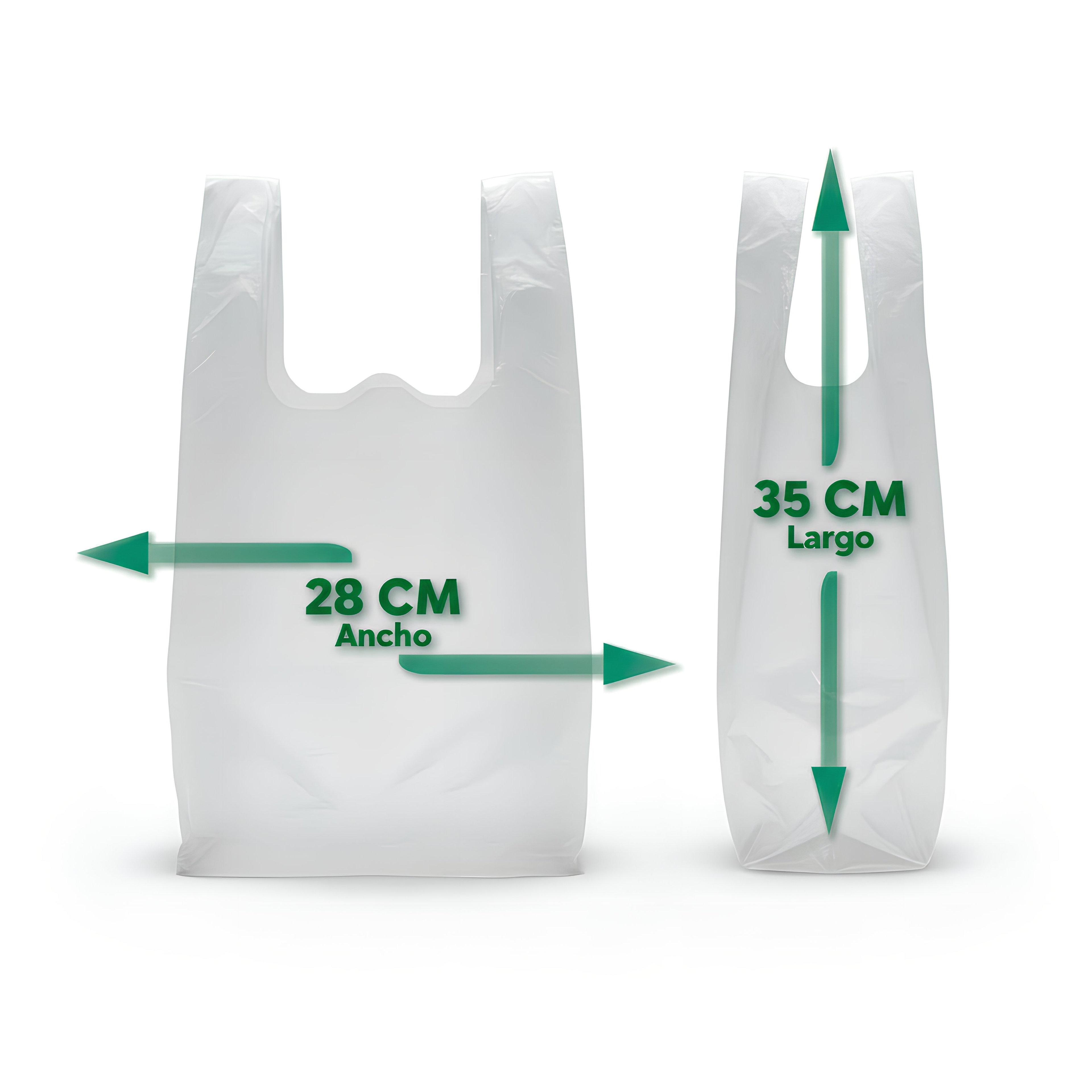 Bolsa Tipo Camiseta Blanca 28x35 cm HDPE 9 Micras | Saco 10.000 Unidades