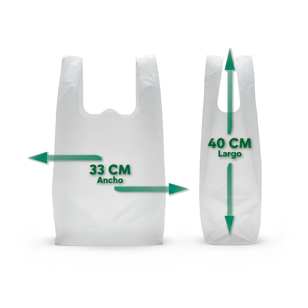 Bolsa Tipo Camiseta Blanca 33x40 cm HDPE 9 Micras | Saco 10.000 Unidades.