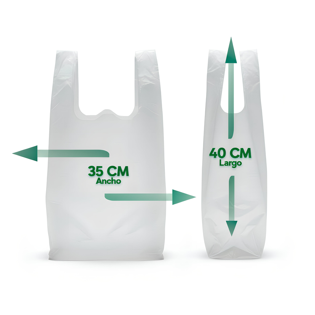 Bolsa Tipo Camiseta Blanca 35x40 cm HDPE 9 Micras | Saco 10.000 Unidades