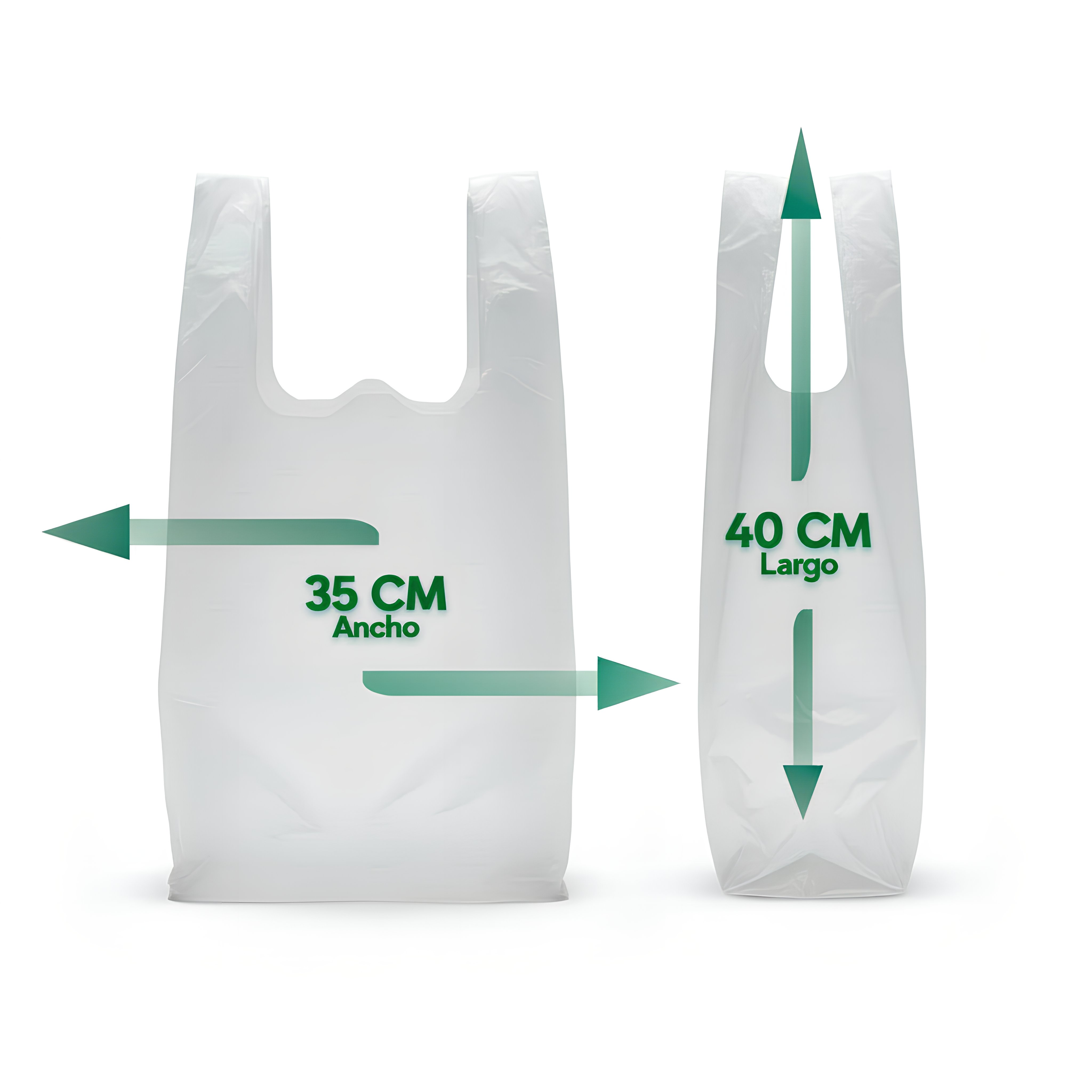 Bolsa Tipo Camiseta Blanca 35x40 cm HDPE 9 Micras | Saco 10.000 Unidades