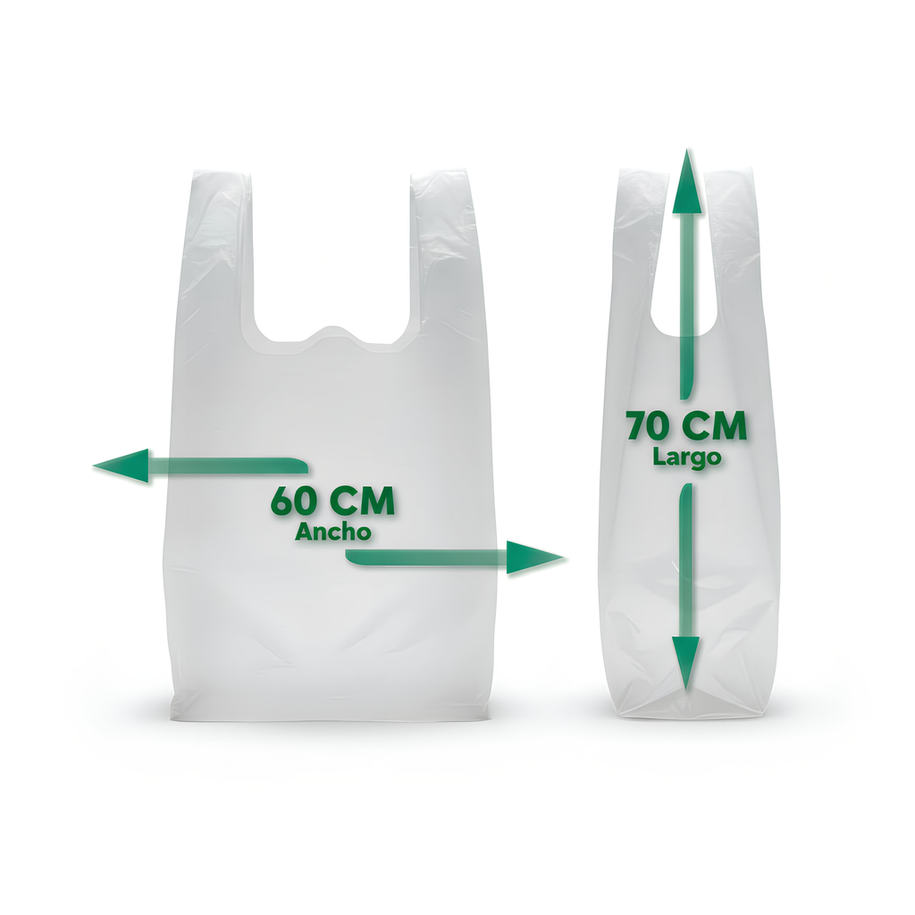 Bolsa Tipo Camiseta Blanca 60x70 cm HDPE 15 Micras | Saco 10.000 Unidades