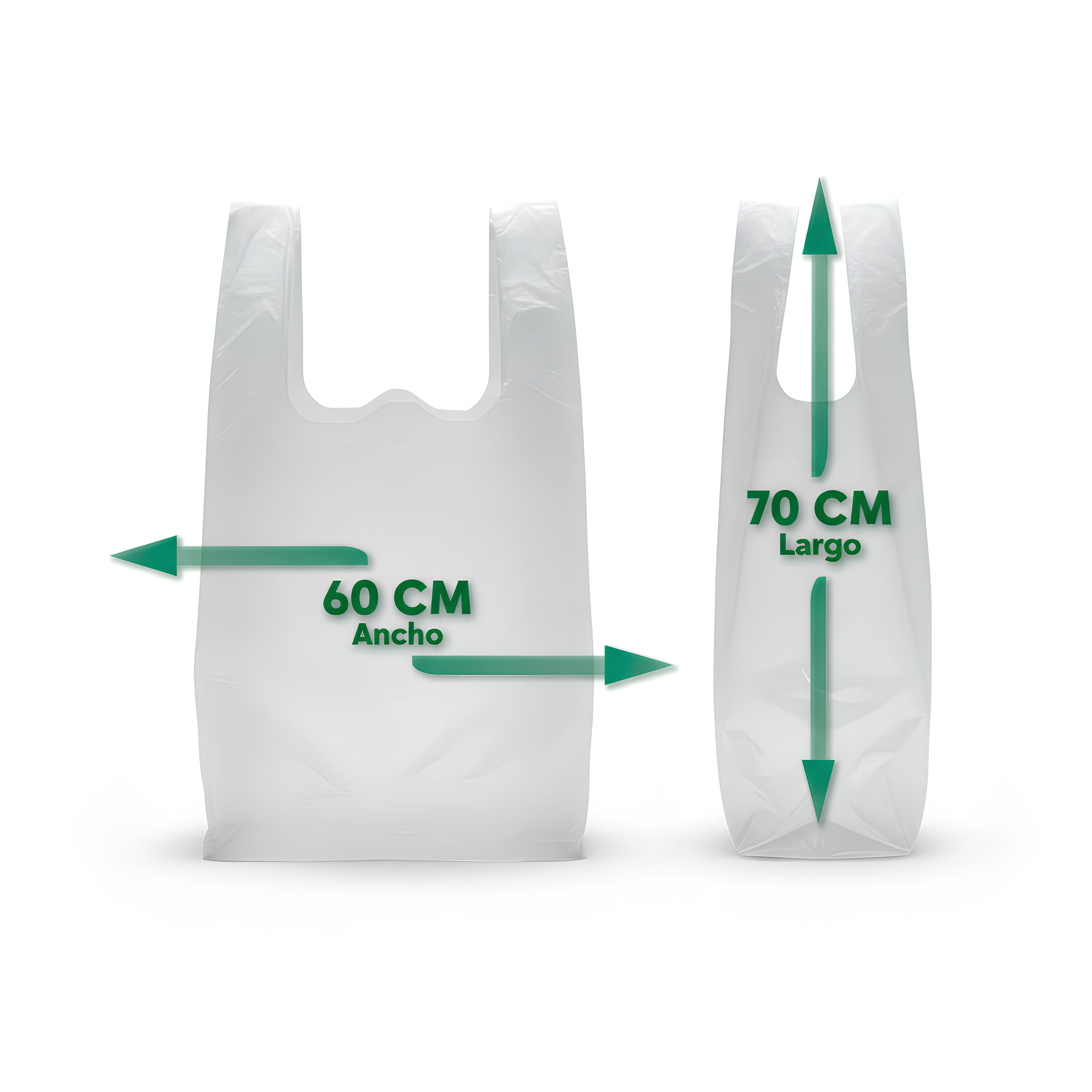 Bolsa Tipo Camiseta Blanca 60x70 cm HDPE 15 Micras | Saco 10.000 Unidades