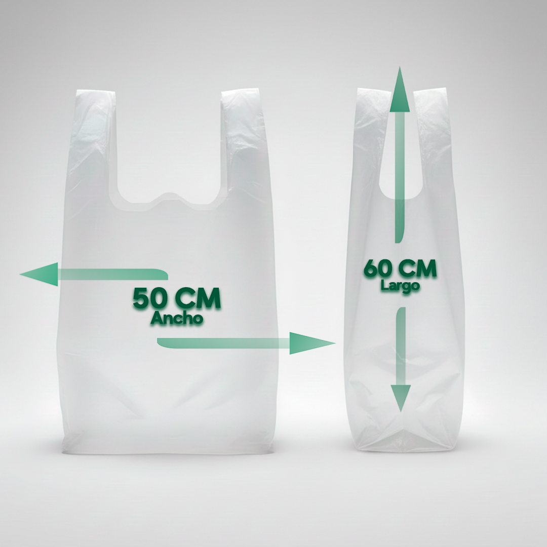 Bolsa Tipo Camiseta Blanca 50x60 cm HDPE 13 Micras | Saco 3.000 Unidades