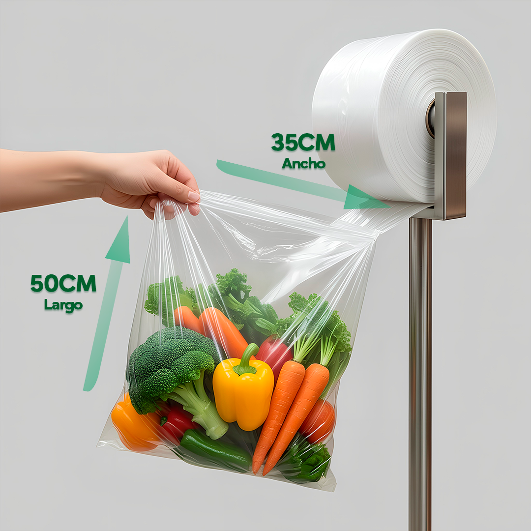 Bolsa Tipo Pull Pack Transparente 35x50 cm 8 Micras | 4 Rollos | 700 Unidades
